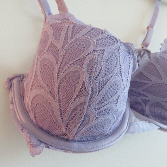 SAVAGE X FENTY Not Sorry Unlined Lace Balconette Bra in Purple Lavender Size 32C - Picture 10 of 14
